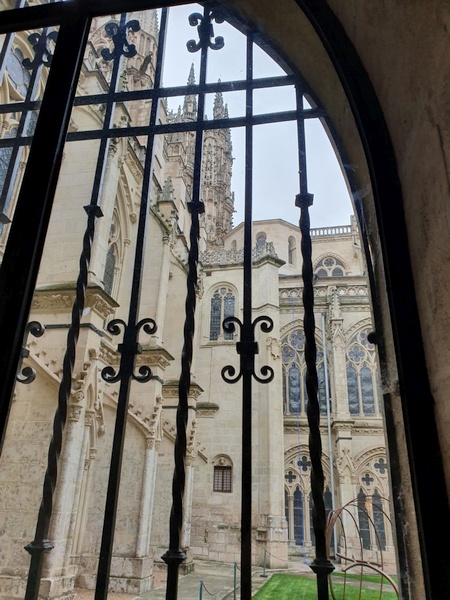 One yard with Burgos Cathedral. A glimpse of the towers