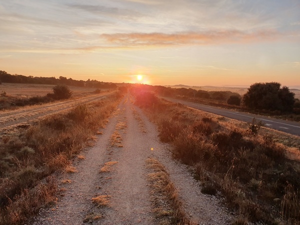 Day 19: Watching the sun rise behind me on a beautiful morning just outside Santa Catalina de Somoza