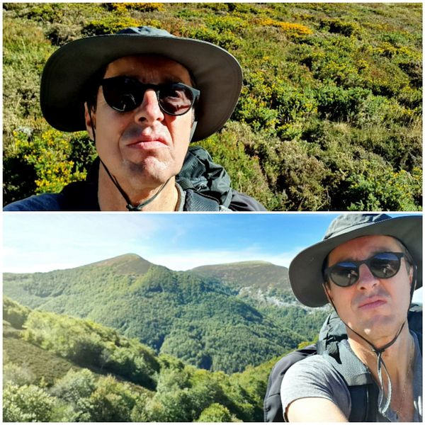 Hilly landscape. Still in the Pyrenees at some 1400 meter altitude. Beautiful autumn colours.