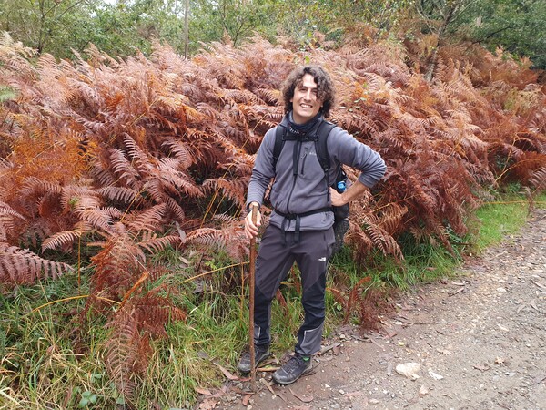Elia at huge fern plants (Danish: \