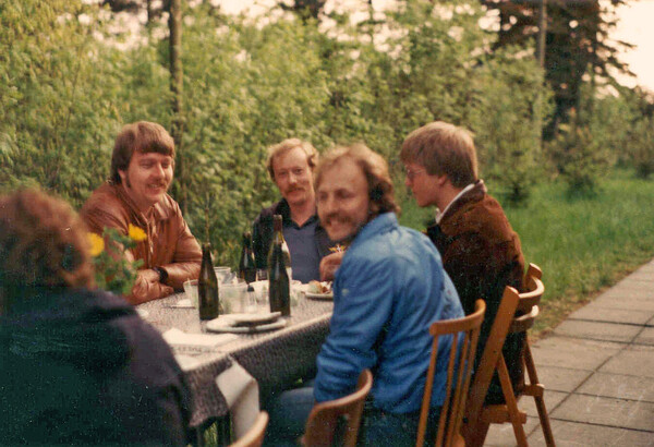 Grillfest på Arnborg. (Store) Jan Christensen, Rehne Andersen, Jan Skytte og Ole Steen Poulsen
