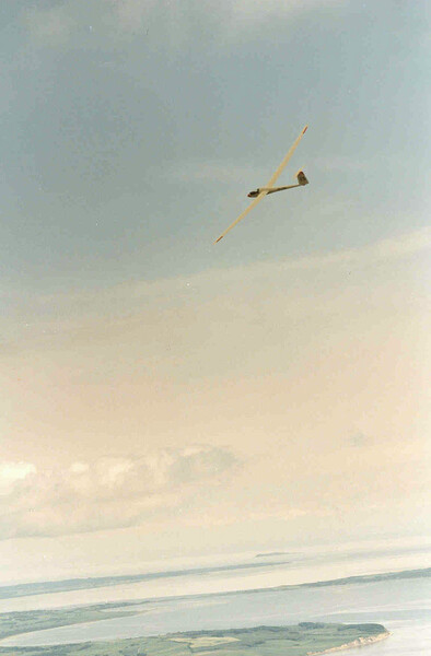 Luftbillede af Nimbus II, OY-XOH E5, overÅrhus Bugten.