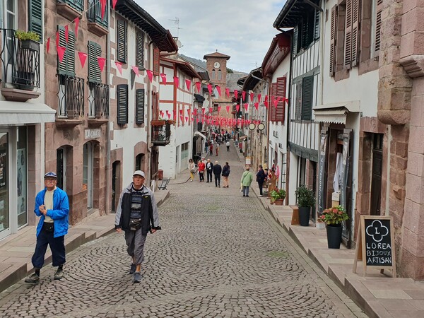 The pedestrian street in St. Jean Pied de Port. Actually part of the Camino Frances. Every pilgrim from northern Europe would pass through this street.