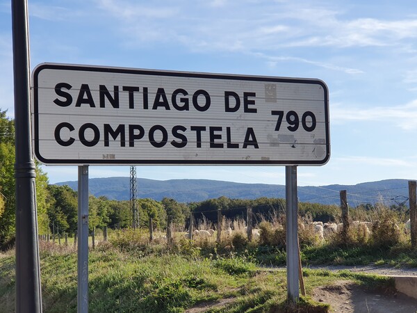 Sign next to the monastery. This is via road, though, not the Camino.