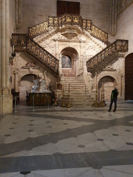 An impressive staircase inside Burgos Cathedral. Was used in a well known movie.