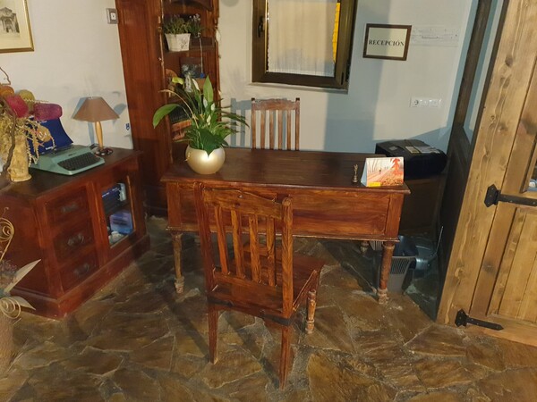 Albergue San Pelayo in Puente Villarente. So beautiful, so classy. This is the reception desk.