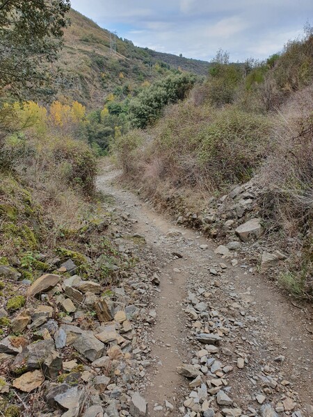 Rocky downhill path.